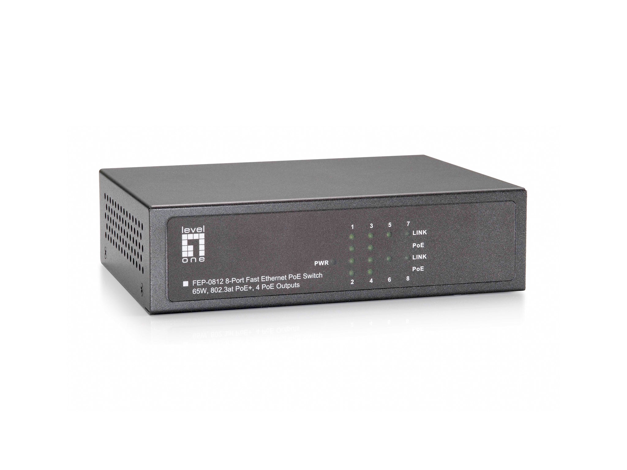 FEP-0812 8-Port Fast Ethernet PoE Switch, 802.3at/af PoE, 4 PoE Outputs