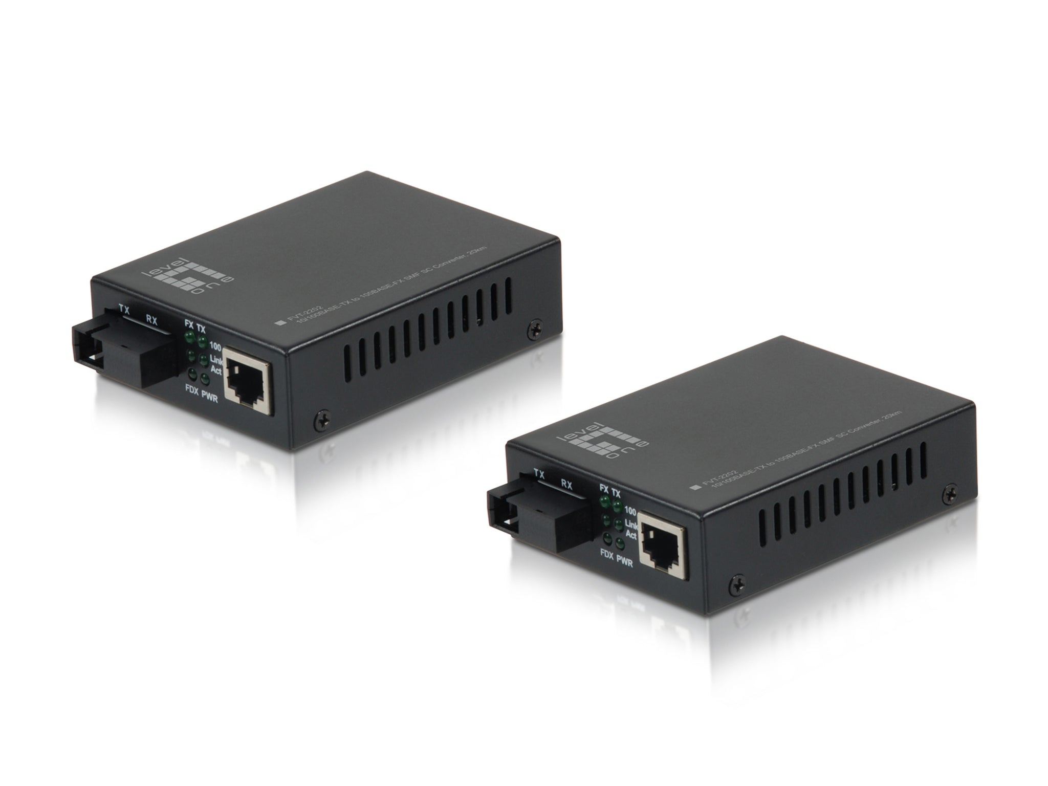 FVT-2202 RJ45 to SC BIDI Fast Ethernet Media Converter Set, Single-Mode Fiber, 20km