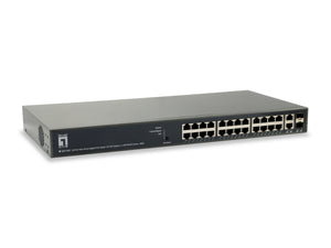 GEP-2651 TURING 26-Port Web Smart Gigabit PoE Switch, 24 PoE Outputs, 2 x SFP/RJ45 Combo, 185W, 802.3at/af PoE